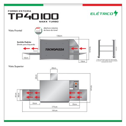 Forno Industrial Elétrico TP 40-100 - Forno Esteira