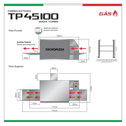 Forno Industrial Gás TP 45-100 - Forno Esteira