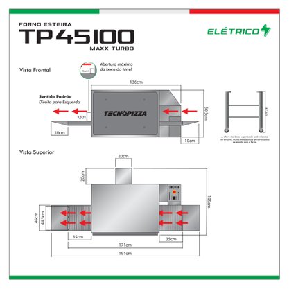 Forno Industrial Elétrico TP 45-100 - Forno Esteira