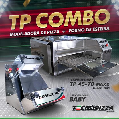 Forno de Esteira TP 45-70 Maxx Turbo Gas + Modeladora de Pizza Baby 35
