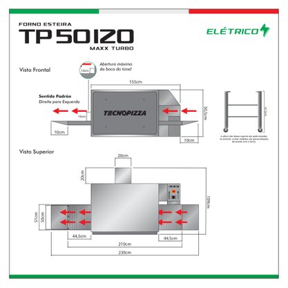 Forno Industrial Elétrico TP 50-120 - Forno Esteira