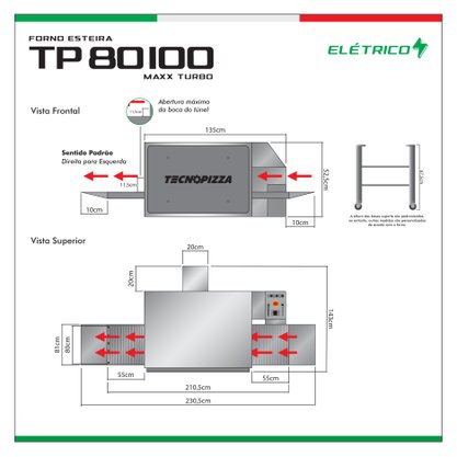Forno Industrial Elétrico TP 80-100 - Forno Esteira