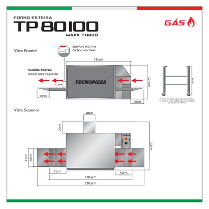 Forno Industrial Gás TP 80-100 - Forno Esteira