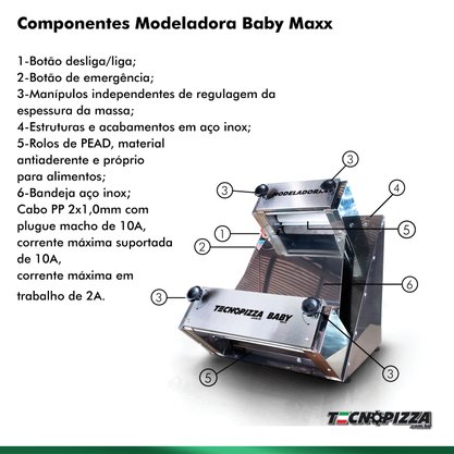 Maquina Industrial Modeladora de Pizza MC 40  - Abre massas até 40CM
