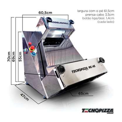 Maquina Industrial Modeladora de Pizza MC 45 - Abre massas até 45CM