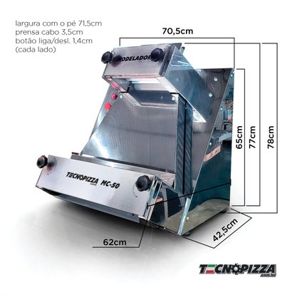 Maquina Industrial Modeladora de Pizza MC 50 - Abre massas até 50CM